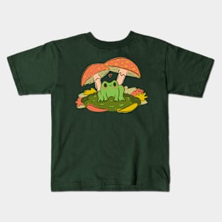 Live and Eat Flies - Frog and Mushroom Kids T-Shirt